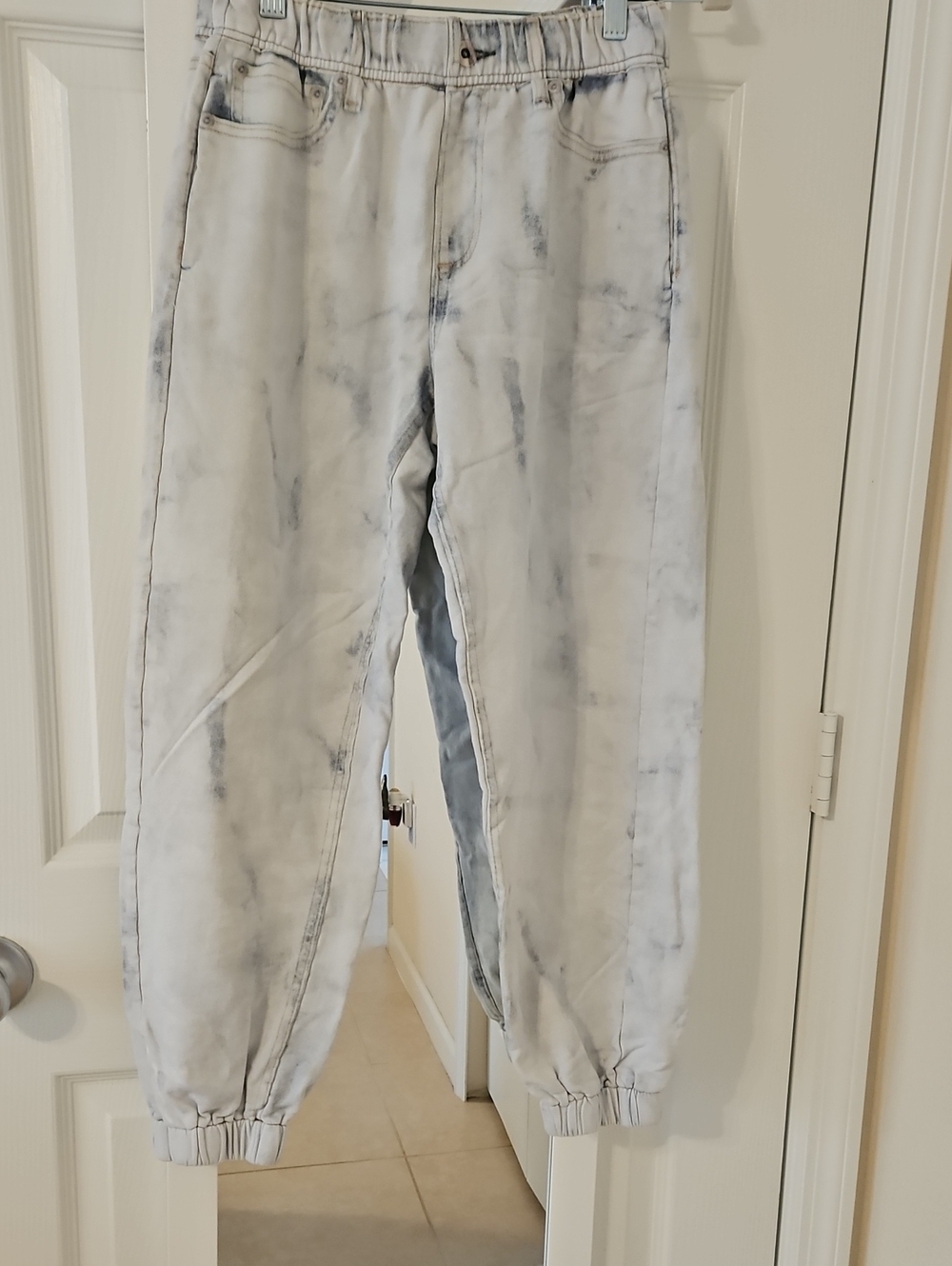 rag & bone Miramar Denim Print Light Blue Acid Wash Joggers